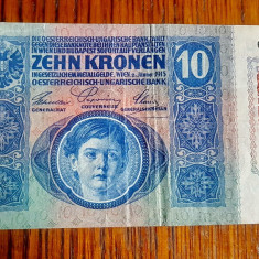 B109c- Bancnota 10 koroane 1915 Austria- Ocupatia germana Reich al 2 lea razboi.