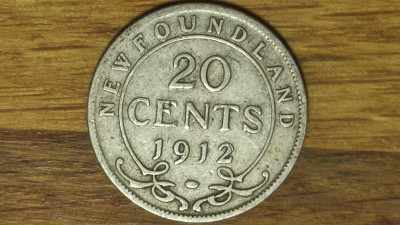 Newfoundland Canada -moneda argint 925- 20 cents 1912 - an unic de batere! rara! foto