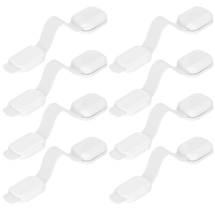 Set 8 sigurante blocator sertare si usi, plastic si silicon, ajustabile, 19 cm, alb Household NewTrend