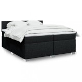 vidaXL Pat box spring cu saltea, negru, 200x200 cm, textil