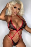 Cumpara ieftin T566-115 Body kinky din dantela semitransparenta si bretele elastice