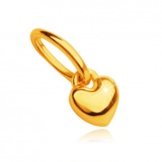 Pandantiv din aur 9K - inimă cu suprafață netedă și lustruită &icirc;n oglindă, 3mm