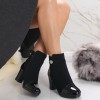 Botine Dama Imblanite Negre din Piele Ecologica Intoarsa Ravoya, 37, Negru