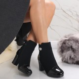 Botine Dama Imblanite Negre din Piele Ecologica Intoarsa Ravoya, 37