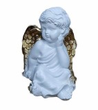 Cumpara ieftin Statueta Decorativa Inger Alb 21 cm, Ipsos, Cadou Aniversare, Aspect Vintage
