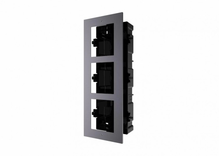 Panou frontal pentru 3 module videointerfon modular Hikvision DS-KD-ACF3; permite