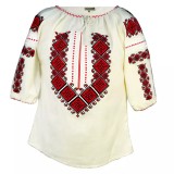 Cumpara ieftin Ie Traditionala Crem cu Motiv Geometric Rosu de Dama - IMS13