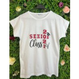 Tricou Alb din Bumbac, Senior Class Of