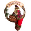 Decorațiune de Crăciun, Coronită Lemn, Figurină Moș Crăciun, 40 cm, Multicolor, Oem