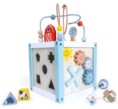 Homelux Cub educational din lemn cu blocuri de constructie sortabile Mobalis Homvera