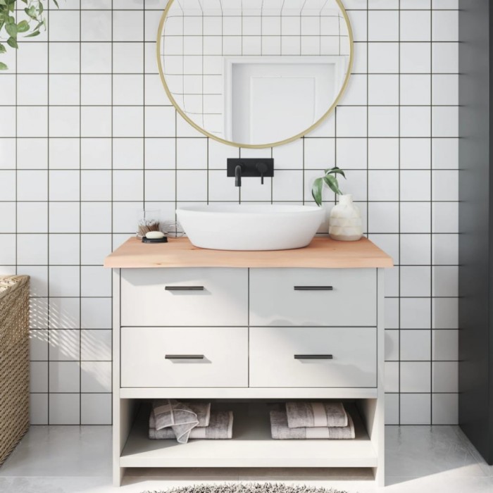Blat de baie, 100x50x(2-4) cm, lemn masiv netratat