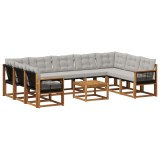 vidaXL Set de canapele de exterior 10 pcs Natural și Gri deschis 3382223