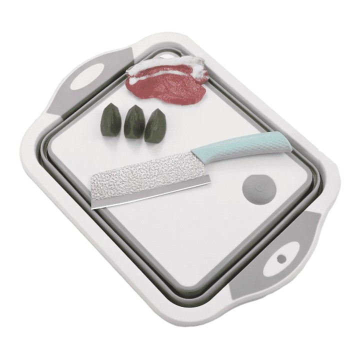 Tocator Multifunctional 3in1 Koken, Cos depozitare Fructe si Legume, Vas Pliabil pentru spalare, Capacitate 5L, Zona de Scurgere, Picioare Anti-Aderen