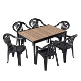 Set mobilier gradina Curver Rowen 6+1 Polipropilena, Grafit/Frasin, Stivuibil