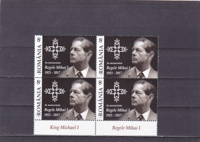 REGELE MIHAI,2017,IN BLOCK DE 4,MNH,RAR,ROMANIA. foto