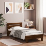 VidaXL Cadru de pat fără saltea, cu tăblie, stejar maro, 75x190 cm 838574