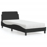 Cumpara ieftin Pat cu saltea, negru, 90x200 cm, catifea