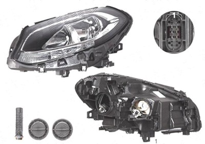 Far Mercedes Clasa B (W246), 09.2014-, fata, Stanga, cu LED daytime running light; H7+H7+LED+PY21W; electric; cu motor; foto