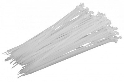 Coliere plastic fasete legatura UV rezistente albe 4.8x300mm PROLINE foto