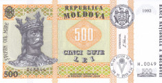 Bancnota Moldova 500 Lei 1992 (1999) - P17 UNC foto