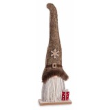 Figurina Mos Craciun lemn textil multicolor cm 13 x 5 x 40 H