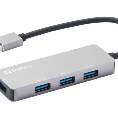 Hub USB 3.0 1x USB 3.0, 3x USB 2.0, Sandberg 333-67, aluminiu