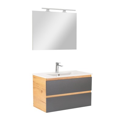 Mobilier complet de baie Vario Forte 80 stejar-antracit foto