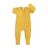 Cumpara ieftin Salopeta pijama Edman bebe/copii Stars cu maneca lunga, fermoar reversibil, bumbac, 3-6 luni, Galben