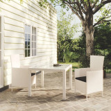 Set mobilier de exterior cu perne, 3 piese, alb, poliratan GartenMobel Dekor, vidaXL