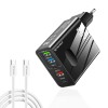 Incarcator priza GaN Fast Charge 65W + cablu tip C Techsuit, negru, CHC1