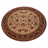 Covor de l&acirc;nă KASHQAI 4362 102 cerc ornament bej / vin roșu, cerc 120 cm