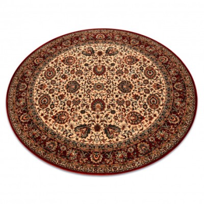Covor de l&amp;acirc;nă KASHQAI 4362 102 cerc ornament bej / vin roșu, cerc 120 cm foto