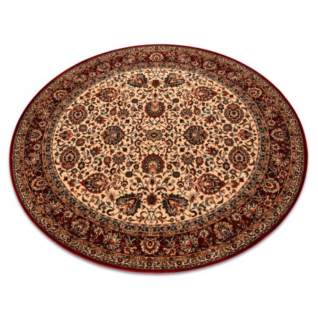 Covor de l&acirc;nă KASHQAI 4362 102 cerc ornament bej / vin roșu, cerc 120 cm