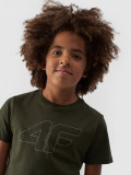 Tricou cu imprimeu pentru băieți - kaki, 4F Sportswear
