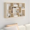 Raft perete Gossi, stejar Sonoma, 85x16x52.5cm, lemn, 8 compartimente, raft suspendat, depozitare, etajera
