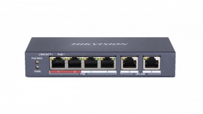Switch Hikvision DS-3E0106P-E-M, Switching capacity 1.6 Gbps, 4 x 10/100Mbps foto