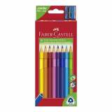 Cumpara ieftin Set 10 Creioane Colorate Faber-Castell Jumbo, Triunghiulare, cu Ascutitoare Inclusa, Set Creioane Colorate si Ascutitoare, Set Creioane Colorate cu As