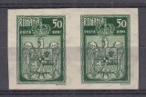 ROMANIA 1922 LP 73 INCORONAREA REGELUI LA ALBA IULIA 50 BANI VERDE NEDANTELAT PERECHE STARE MNH