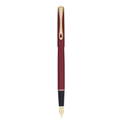 Stilou traveller dark red gold, penita m, corp slim, accesorii aurii foto