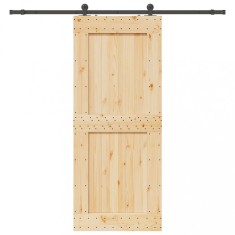 vidaXL Ușă glisantă cu set de feronerie 95x210 cm, lemn masiv de pin 3332722
