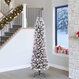 VidaXL Brad de Crăciun artificial cu 300 LED Verde și alb 240 cm 3396135