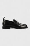 Karl Lagerfeld mocasini de piele MOKASSINO II femei, culoarea negru, cu toc plat KL41335