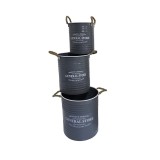 Cumpara ieftin Set 3 ghivece flori metal gri antracit alb 23 x 27 cm, 27,5 x 32 cm, 31,5 x 36,5 cm