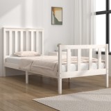 VidaXL Cadru de pat 2FT6 Small Single, alb, 75x190 cm, lemn masiv pin