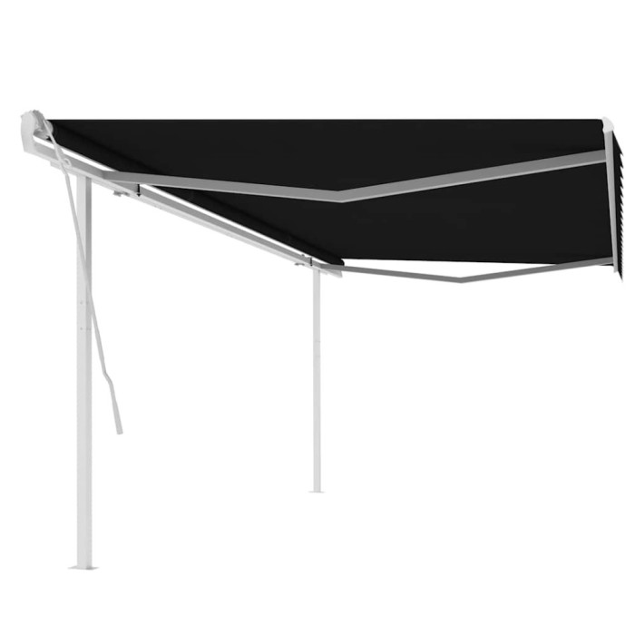 vidaXL Copertină retractabilă manual, cu st&acirc;lpi, antracit, 5x3 m 3069979