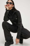 Abercrombie &amp; Fitch salopeta jeans culoarea negru