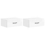 vidaXL Dulap de noapte suspendat cu sertar 2 pcs Alb foarte lucios 898964