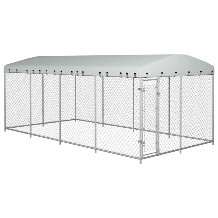 Padoc pentru c&acirc;ini de exterior, cu acoperiș, 7,6 x 3,8 x 2,3 m