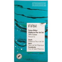 Ciocolata Amaruie 75% Cacao si Flori de Sare Bio 80 grame Vivani foto