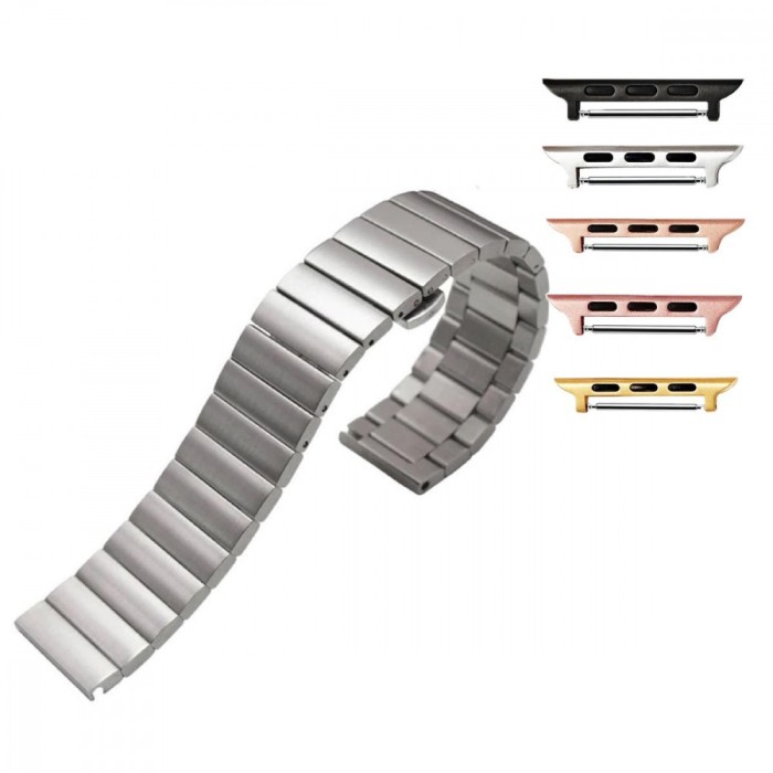 Curea otel inoxidabil, compatibila Apple Watch 9|8|7|6|5|4|3|2|1 Series, 41mm|40mm|38mm, Argintiu